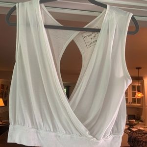 Free People Deep V White Tank Top